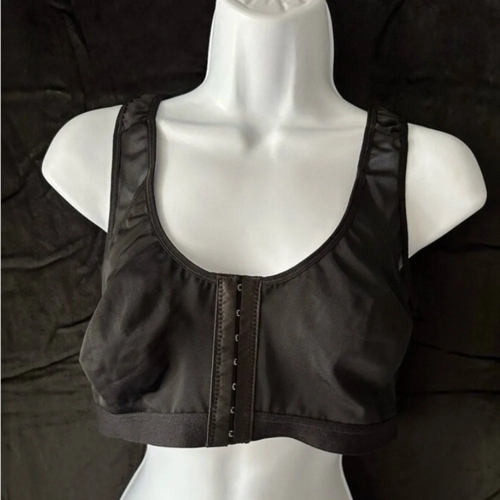 Black Front-Close Wireless Comfort Sports Bra XL - Picture 2 of 7